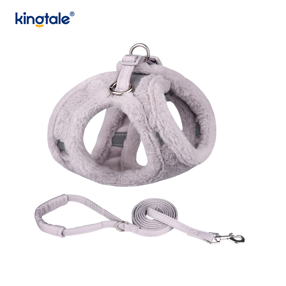 Arnés para perros de felpa, conjunto de correa, chaleco con arnés para perros que caminan en otoño