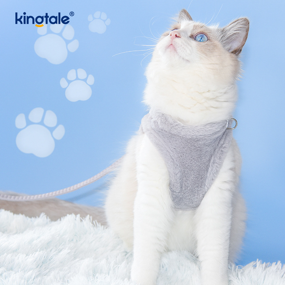 Arnés para perros de felpa, conjunto de correa, chaleco con arnés para perros que caminan en otoño