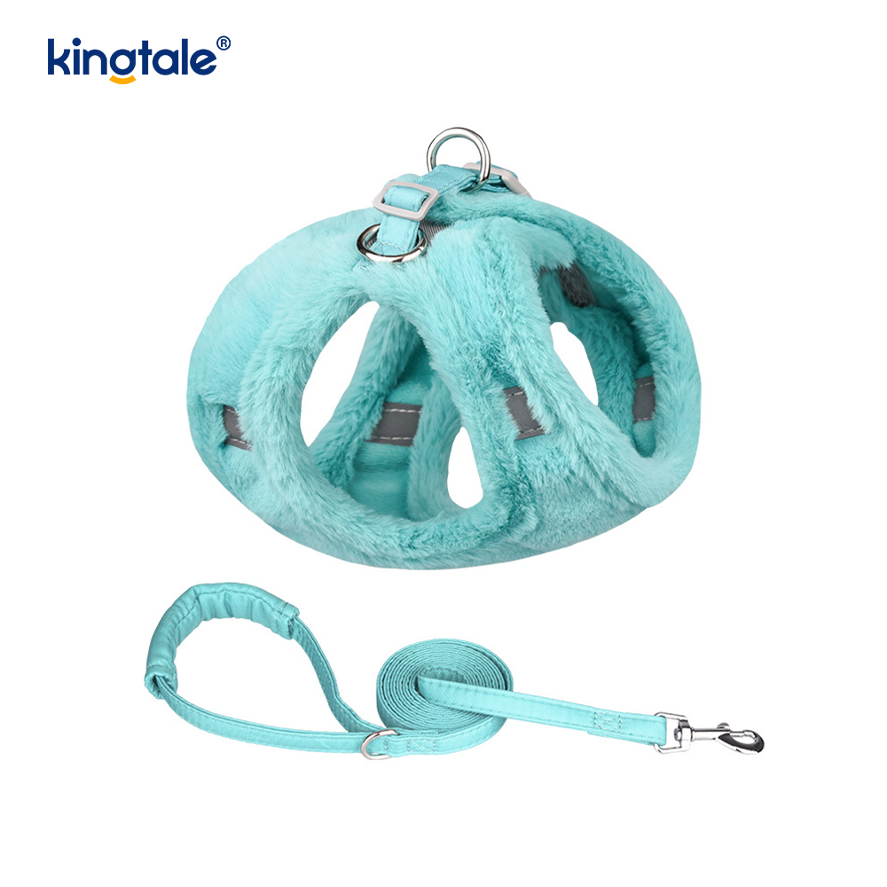 Arnés para perros de felpa, conjunto de correa, chaleco con arnés para perros que caminan en otoño