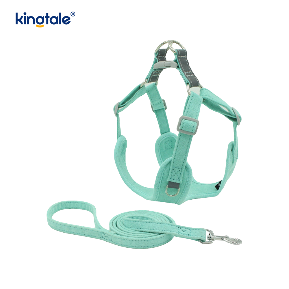 Conjunto de correa y arnés con diamantes de imitación ostentosos para perros y gatos pequeños ajustables de cuero