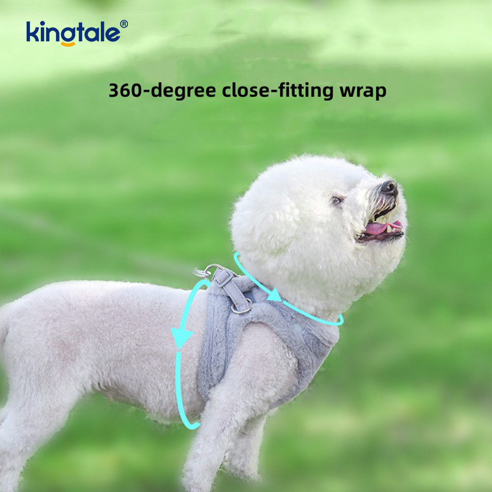 Arnés para perros de felpa, conjunto de correa, chaleco con arnés para perros que caminan en otoño