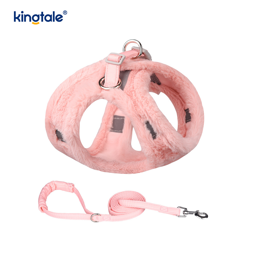 Arnés para perros de felpa, conjunto de correa, chaleco con arnés para perros que caminan en otoño