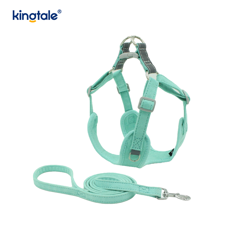 Conjunto de correa y arnés con diamantes de imitación ostentosos para perros y gatos pequeños ajustables de cuero