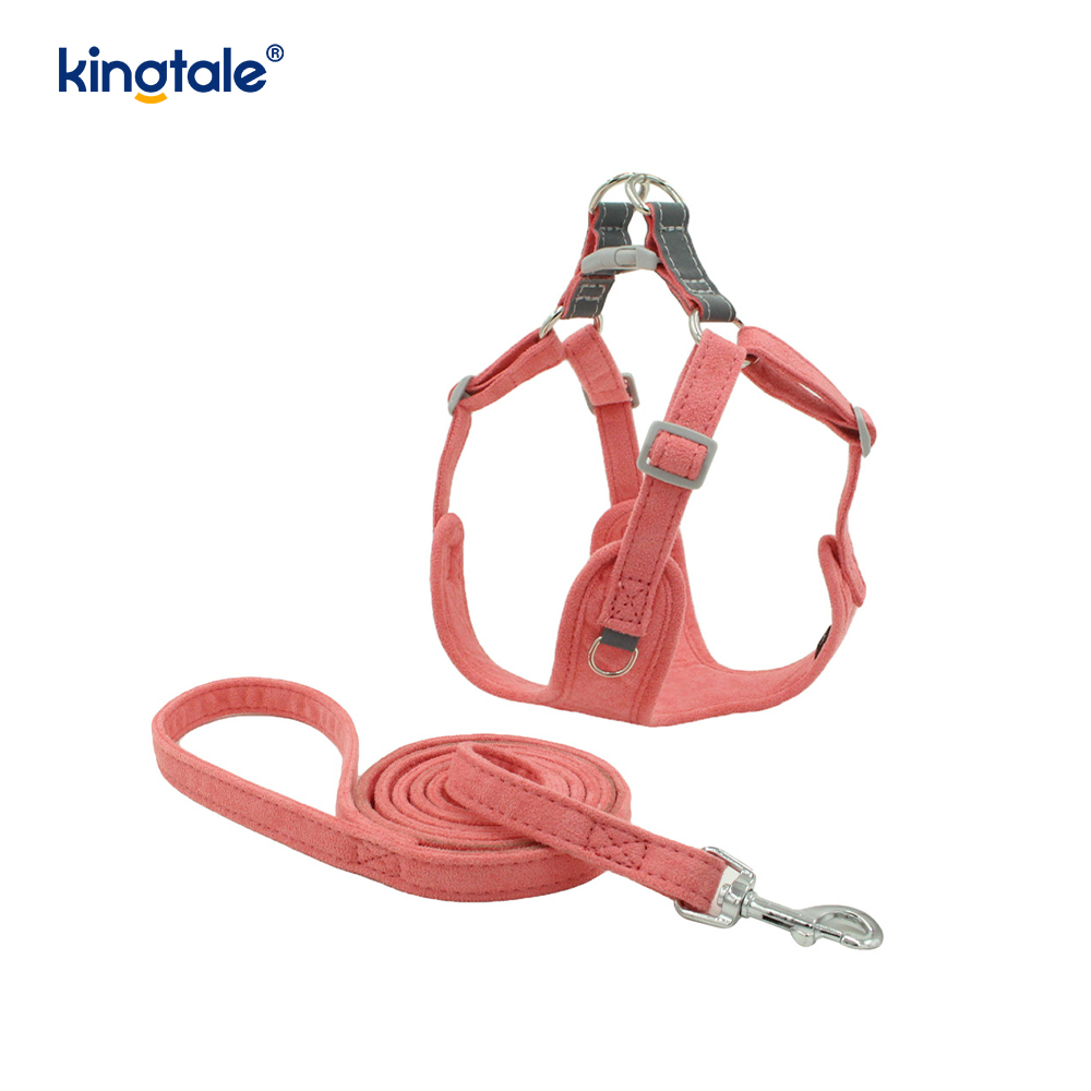 Conjunto de correa y arnés con diamantes de imitación ostentosos para perros y gatos pequeños ajustables de cuero