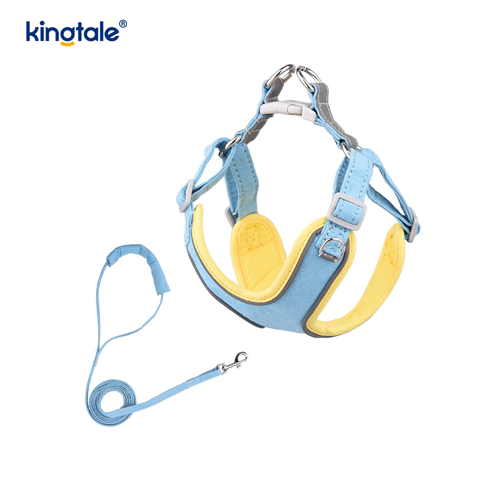 Conjunto de correa y arnés con diamantes de imitación ostentosos para perros y gatos pequeños ajustables de cuero