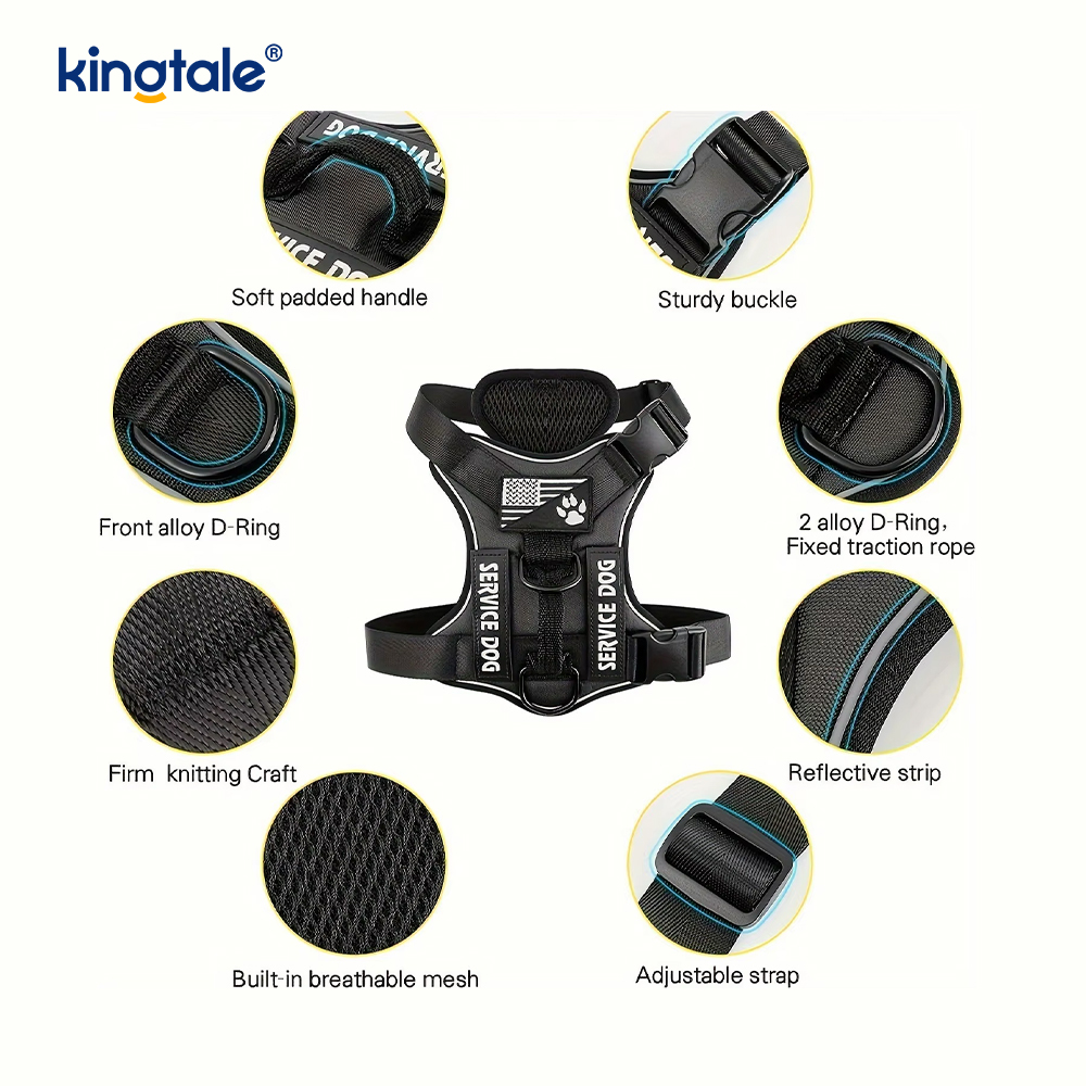 Arnés táctico resistente táctico reflexivo del perro del No-tirón para perros grandes