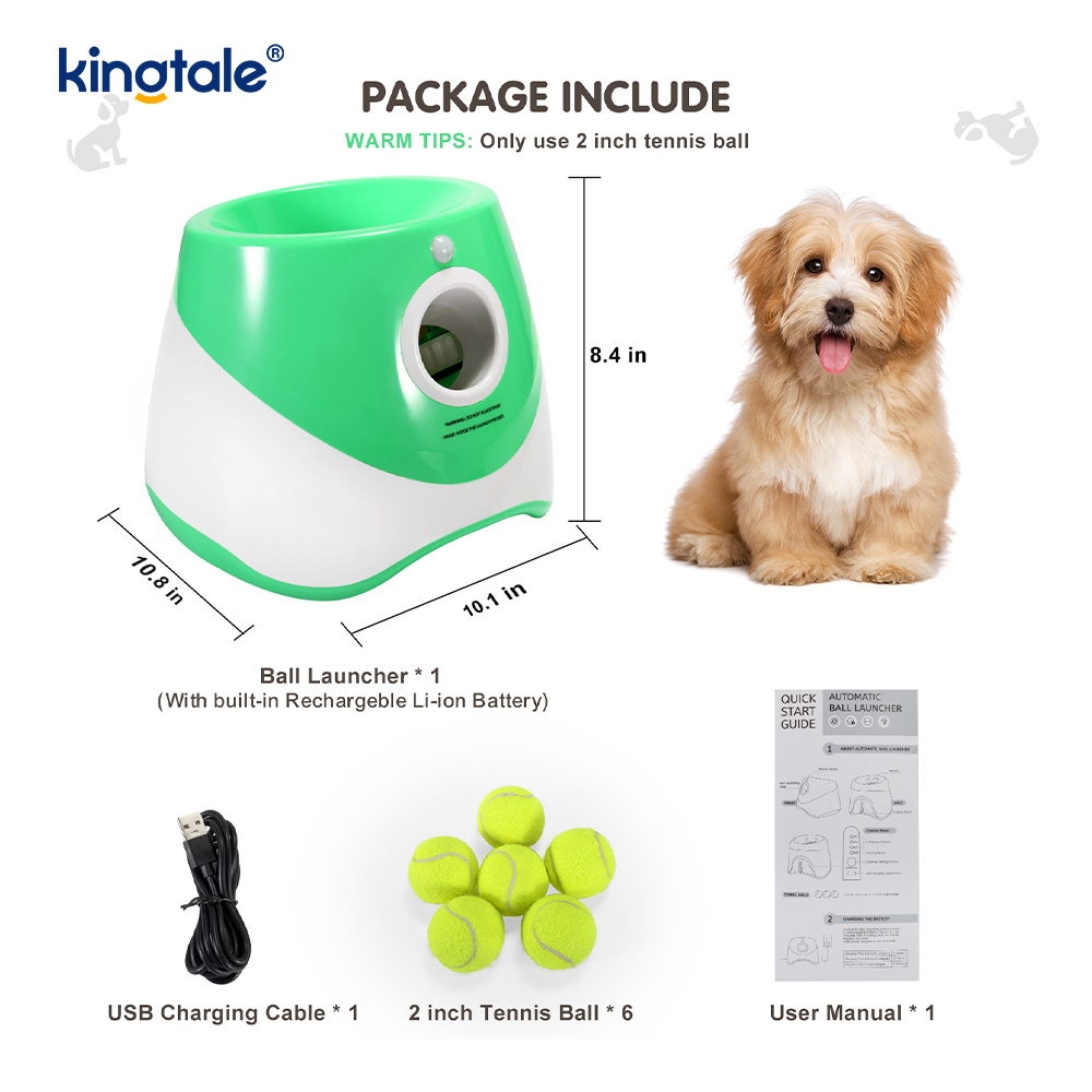 Lanzador automático de pelotas con 3 mini pelotas de tenis, juguetes para perros al aire libre