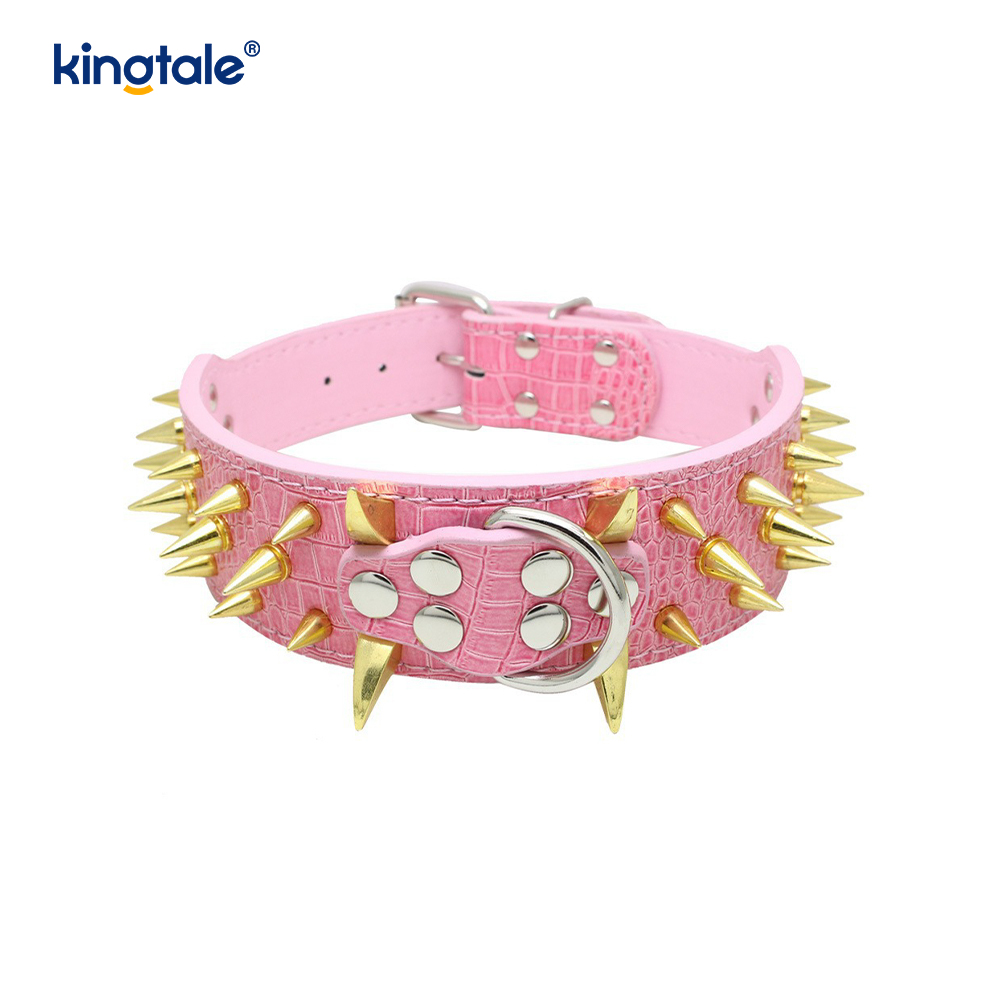 Collar de perro con tachuelas y puntas afiladas Collares de perro de cuero elegantes