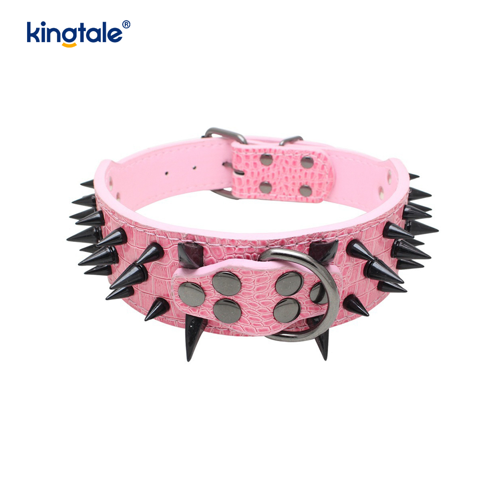 Collar de perro con tachuelas y puntas afiladas Collares de perro de cuero elegantes