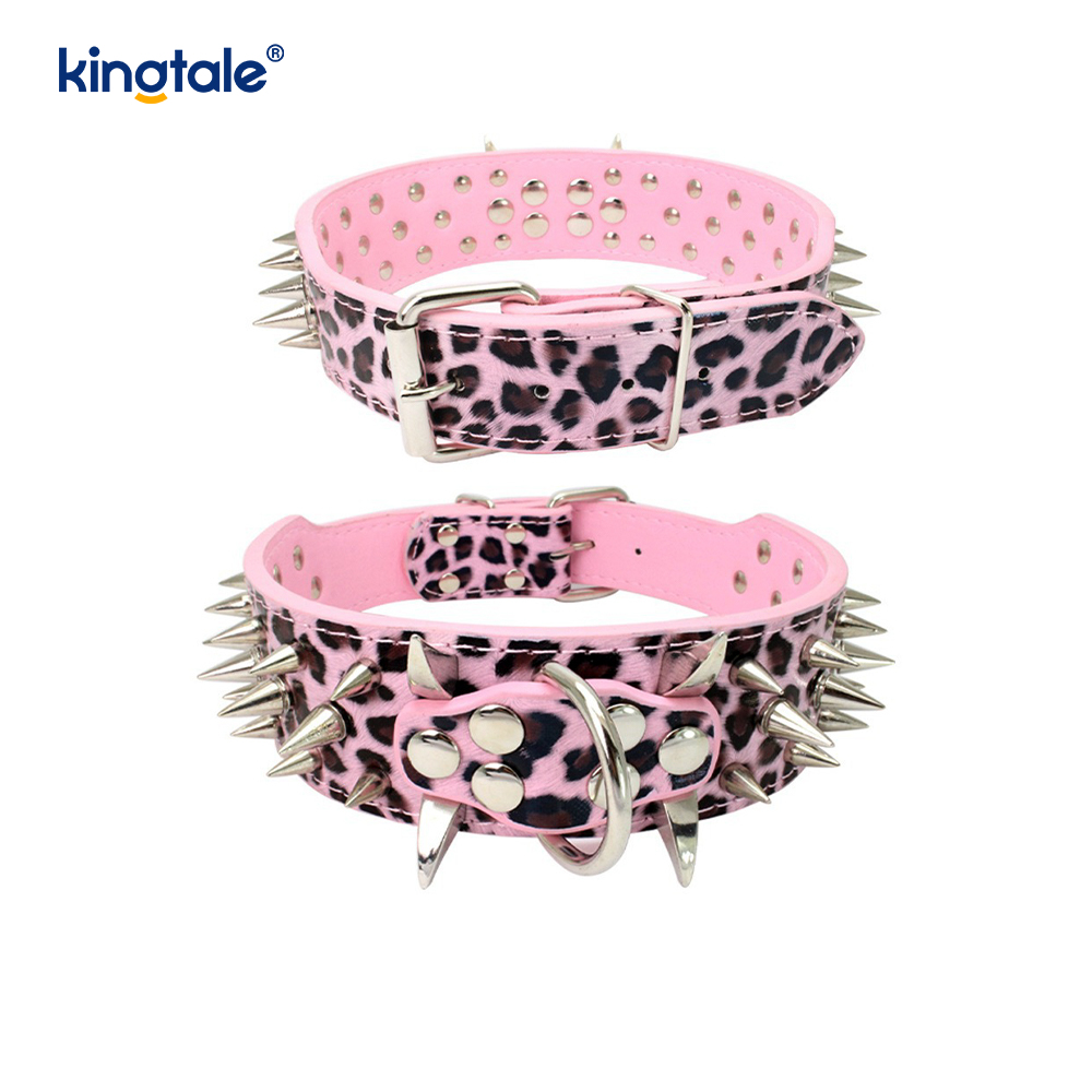 Collar de perro con tachuelas y puntas afiladas Collares de perro de cuero elegantes