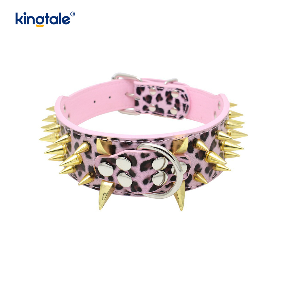 Collar de perro con tachuelas y puntas afiladas Collares de perro de cuero elegantes