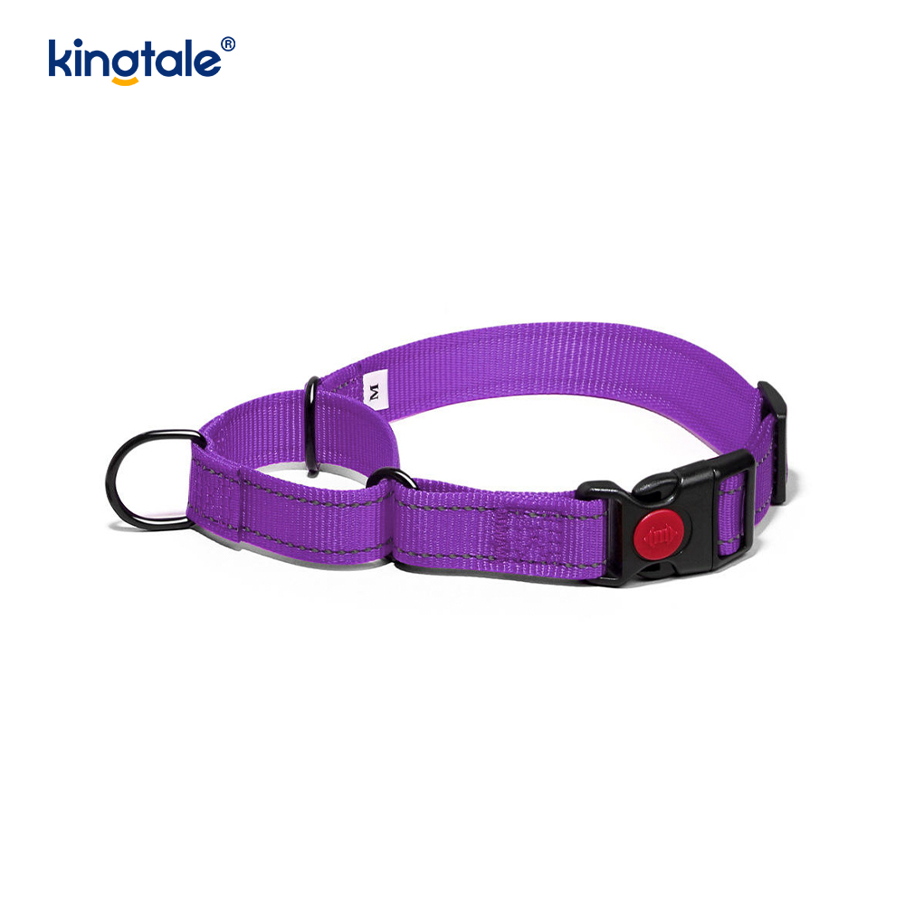 Collar de perro martingala de nailon ajustable reflectante sin tirón de liberación rápida