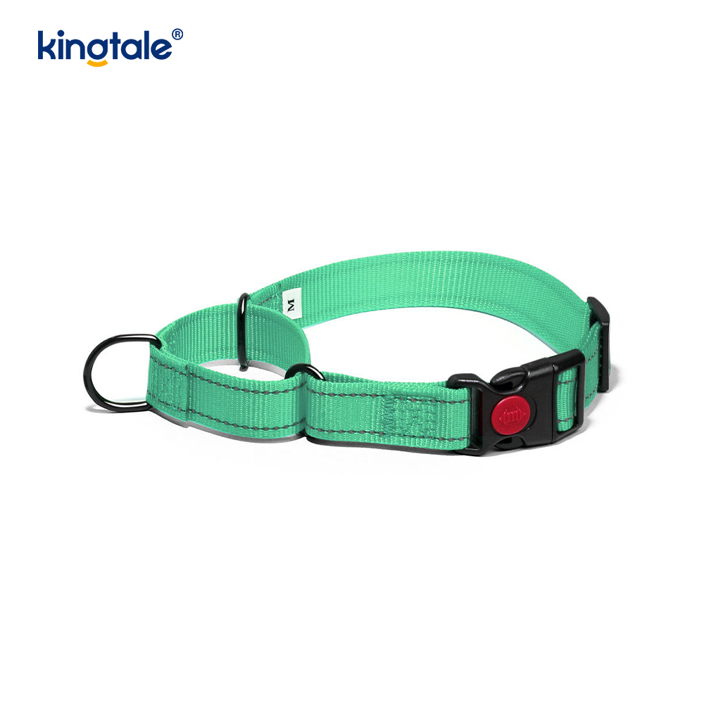 Collar de perro martingala de nailon ajustable reflectante sin tirón de liberación rápida