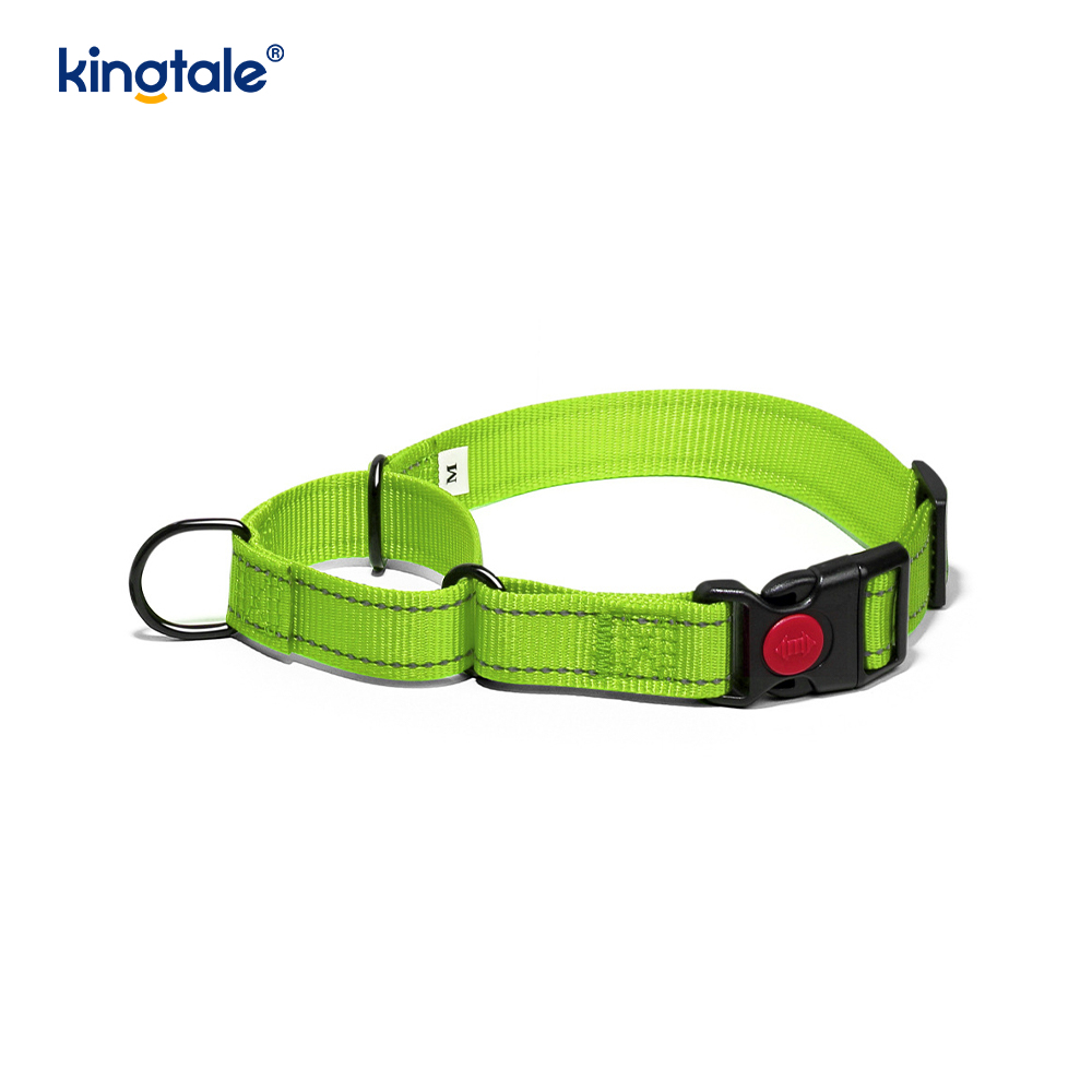 Collar de perro martingala de nailon ajustable reflectante sin tirón de liberación rápida