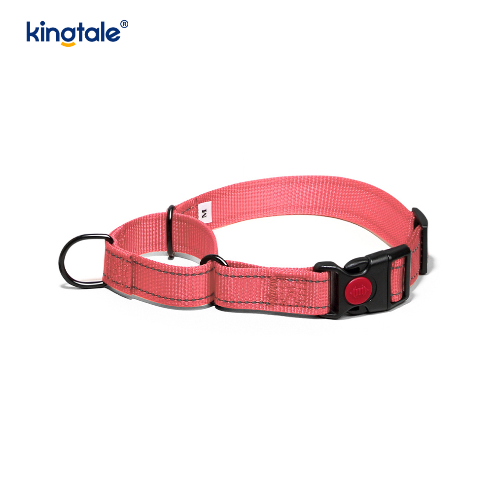 Collar de perro martingala de nailon ajustable reflectante sin tirón de liberación rápida