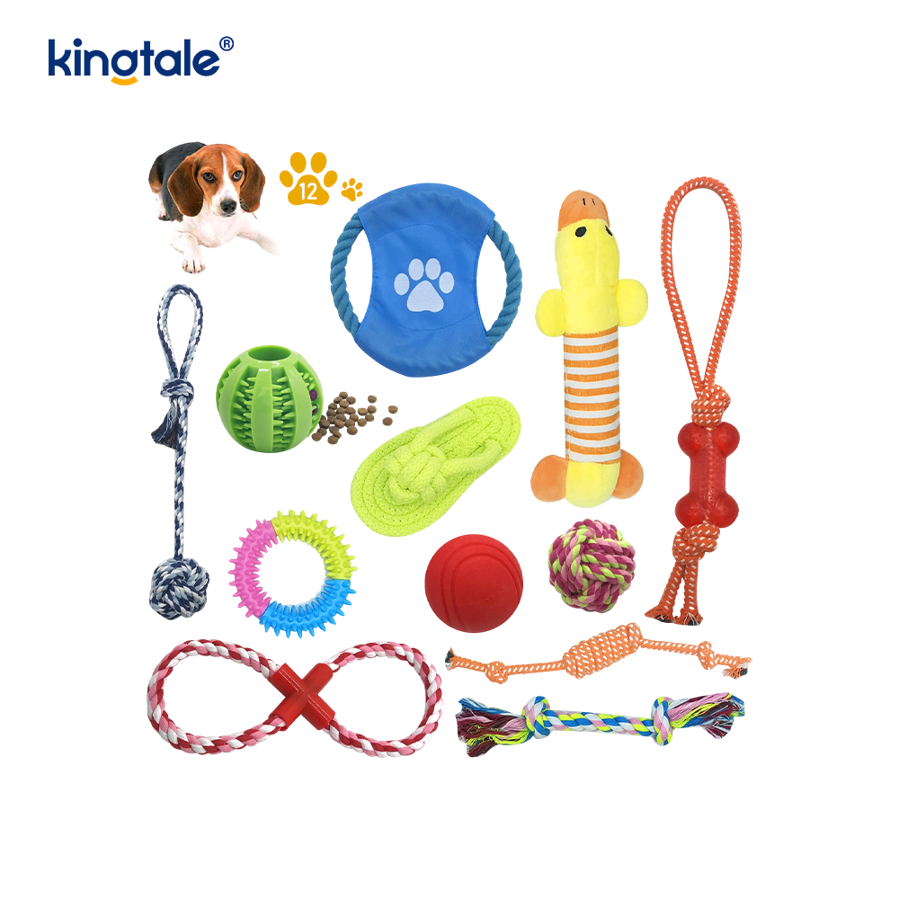Juego duradero de juguetes para mascotas con bolas de cuerda de algodón y palitos para dentición para cachorros