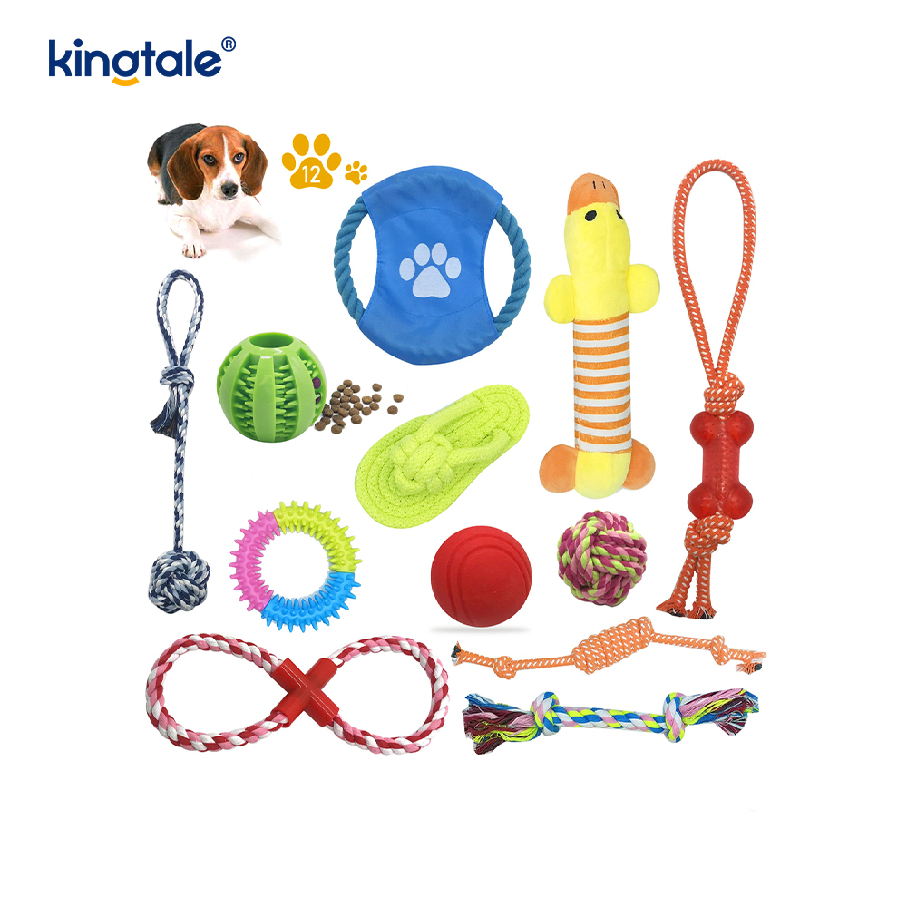 Juego duradero de juguetes para mascotas con bolas de cuerda de algodón y palitos para dentición para cachorros