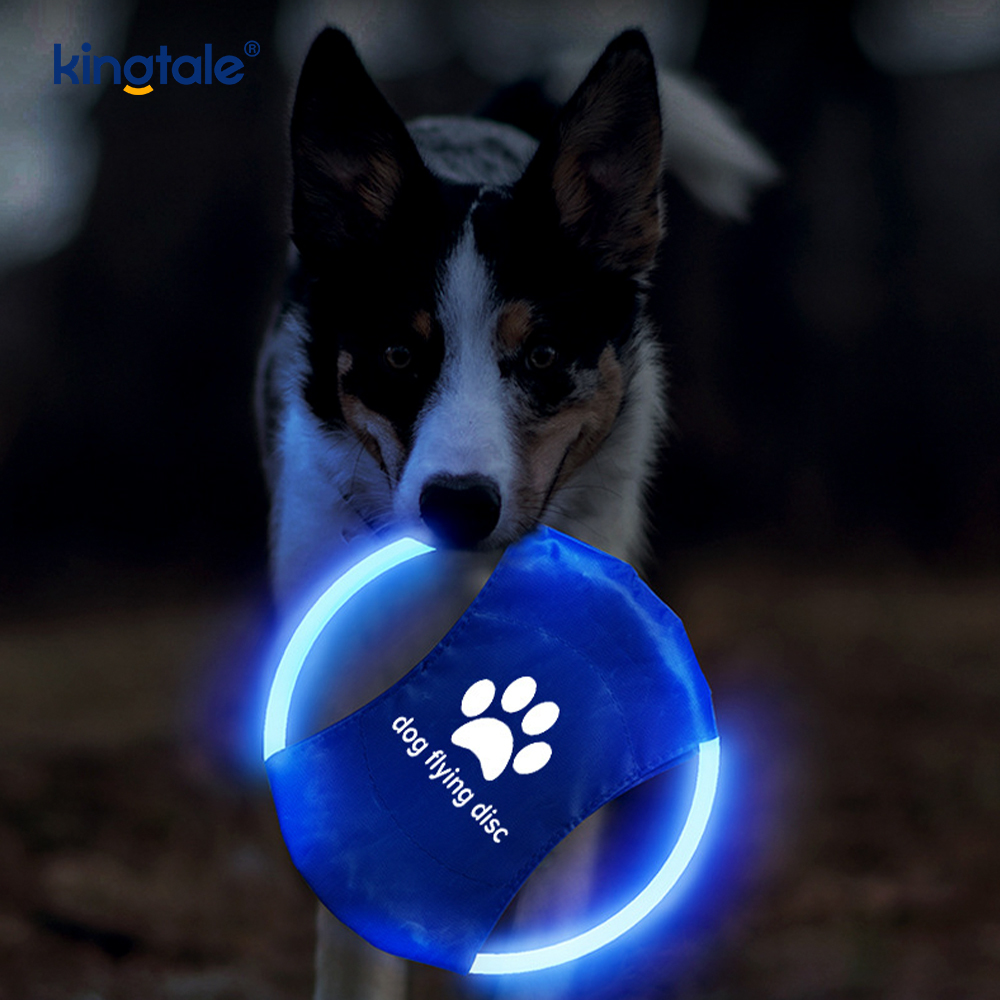 Juguete de entrenamiento para perros con disco volador para mascotas con luz recargable LED