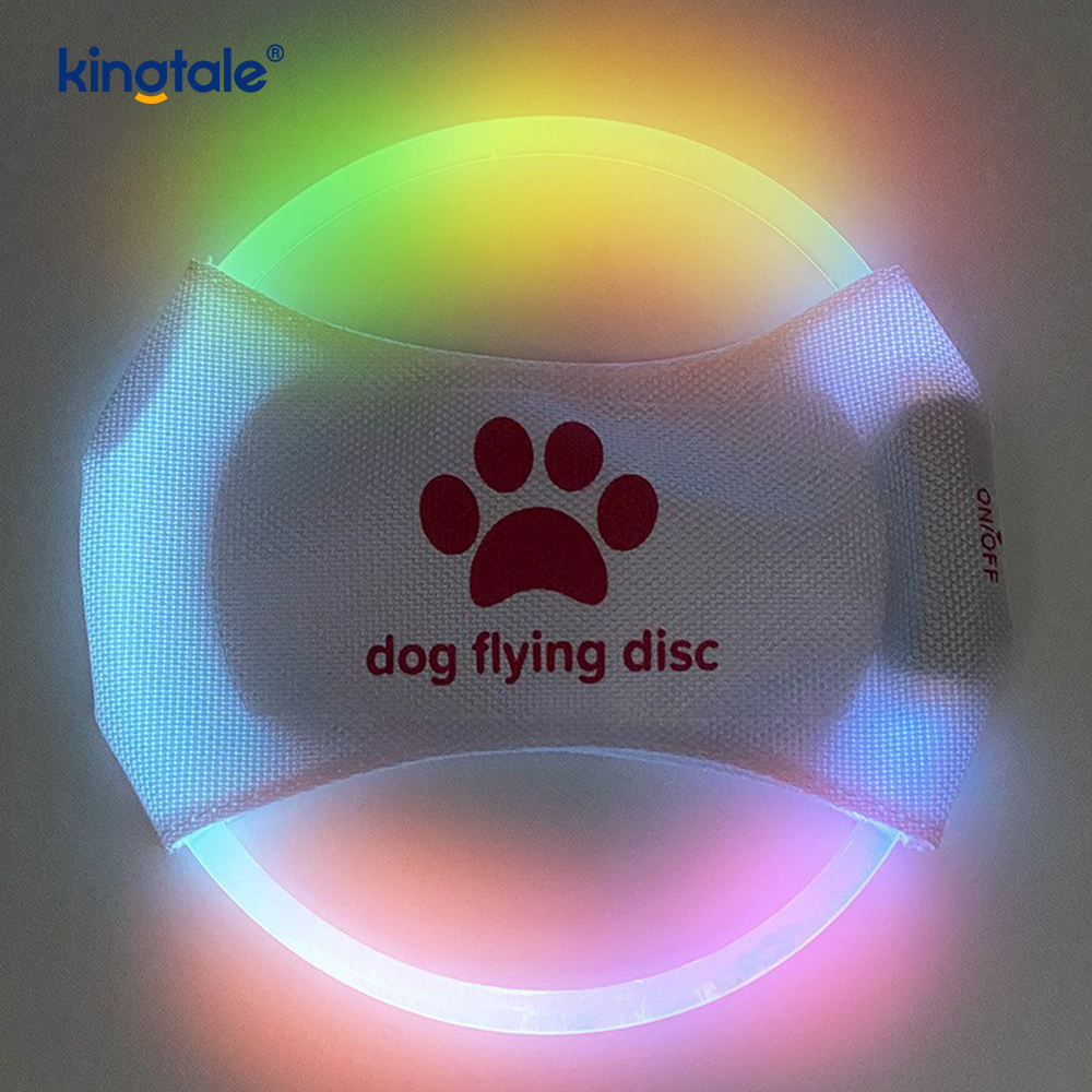 Juguete de entrenamiento para perros con disco volador para mascotas con luz recargable LED