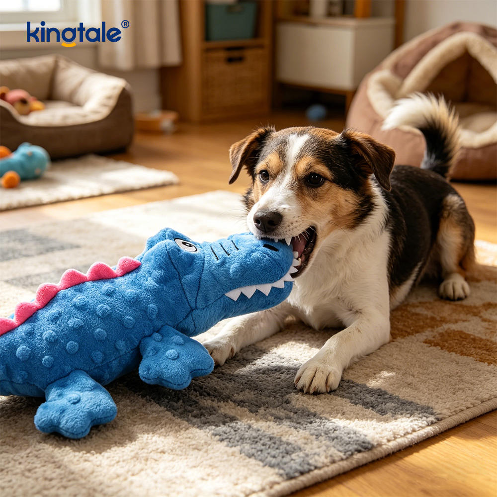 Juguete masticable para mascotas de peluche con voz de cocodrilo para perros