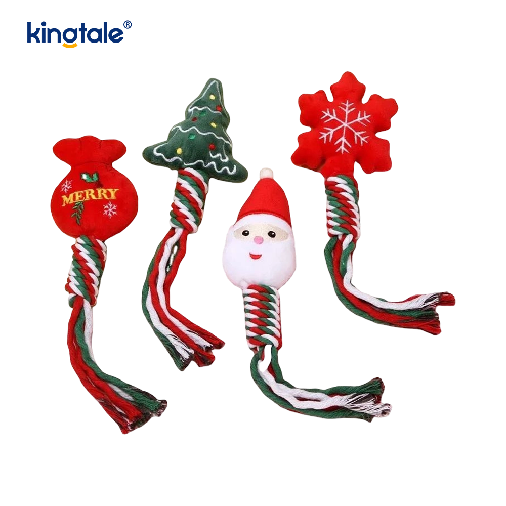 Juguete navideño de peluche con mordedor de cuerda de algodón