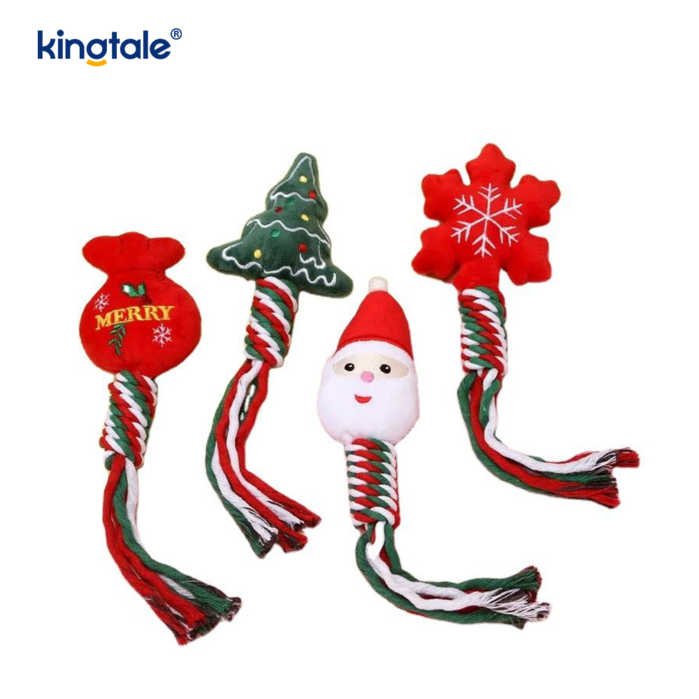 Juguete navideño de peluche con mordedor de cuerda de algodón