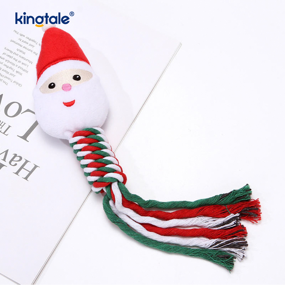 Juguete navideño de peluche con mordedor de cuerda de algodón