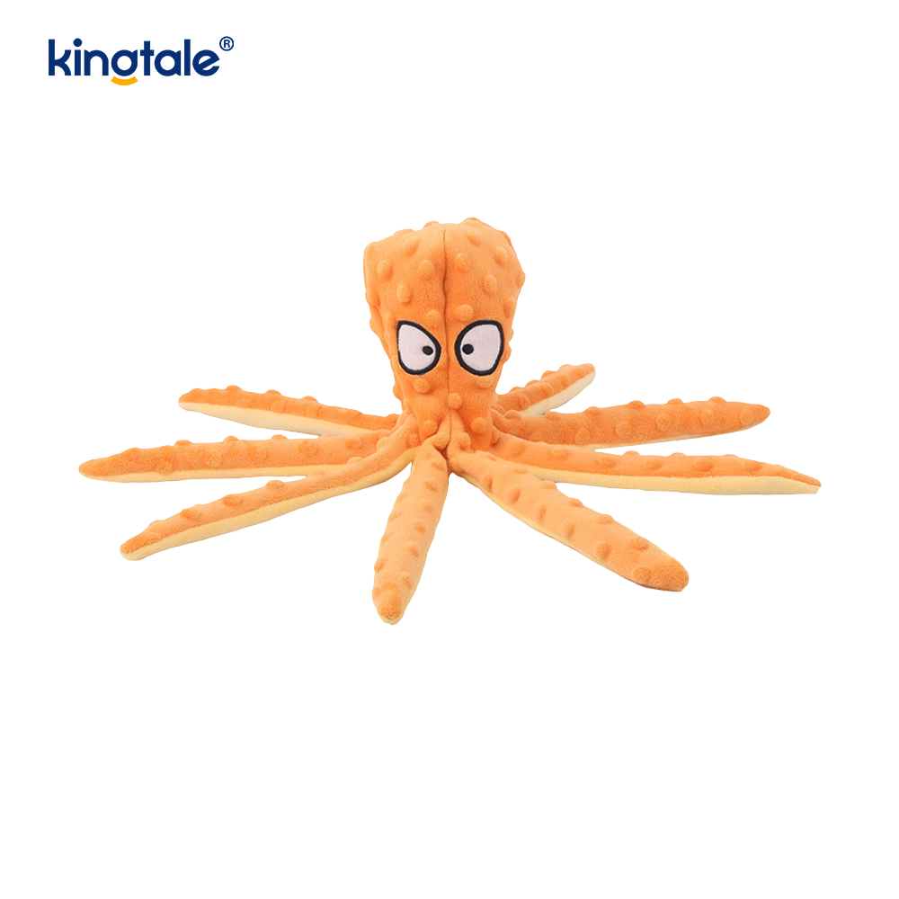 Juguete interactivo, duradero y chirriante de peluche con forma de concha de pulpo