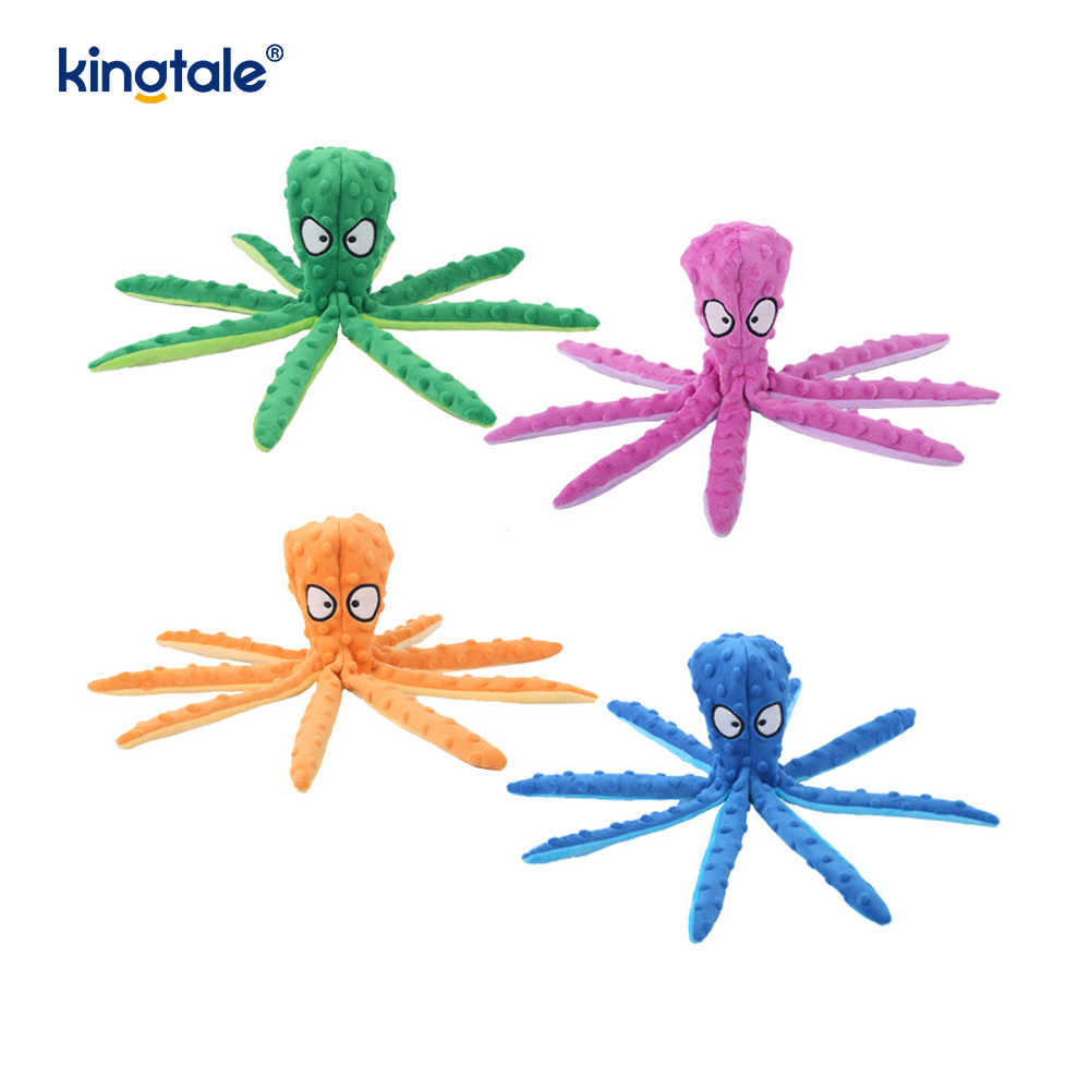 Juguete interactivo, duradero y chirriante de peluche con forma de concha de pulpo