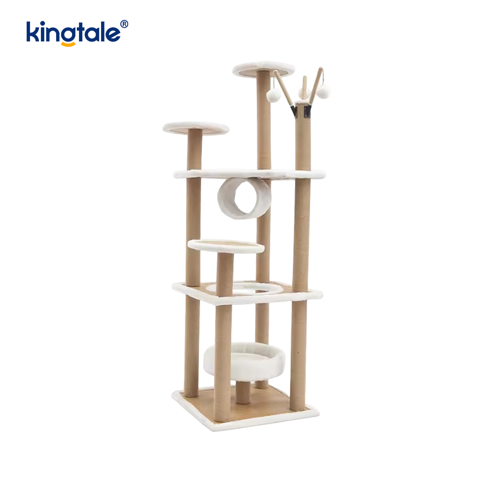Árbol para gatos de sisal natural, torre alta para gatos, condominio de varios niveles de felpa