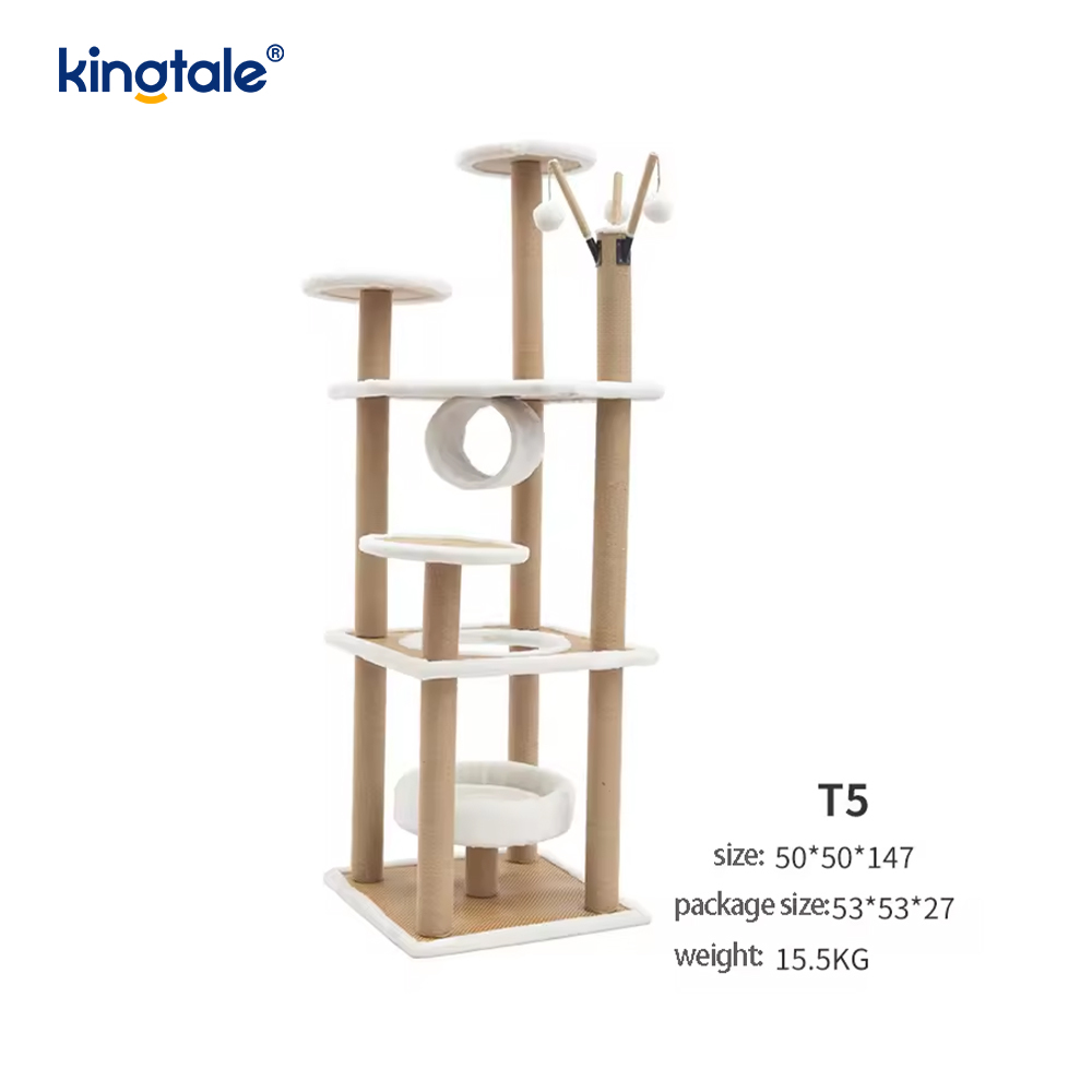 Árbol para gatos de sisal natural, torre alta para gatos, condominio de varios niveles de felpa