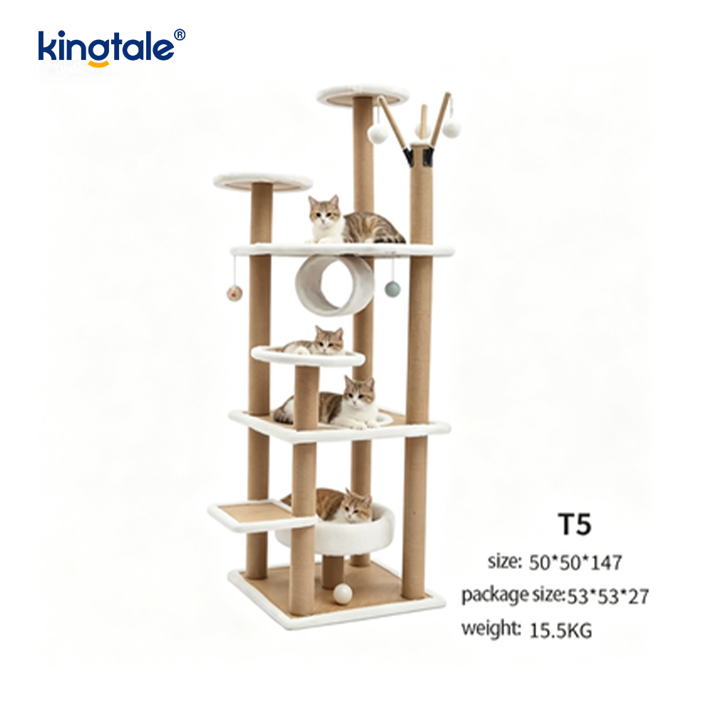 Árbol para gatos de sisal natural, torre alta para gatos, condominio de varios niveles de felpa