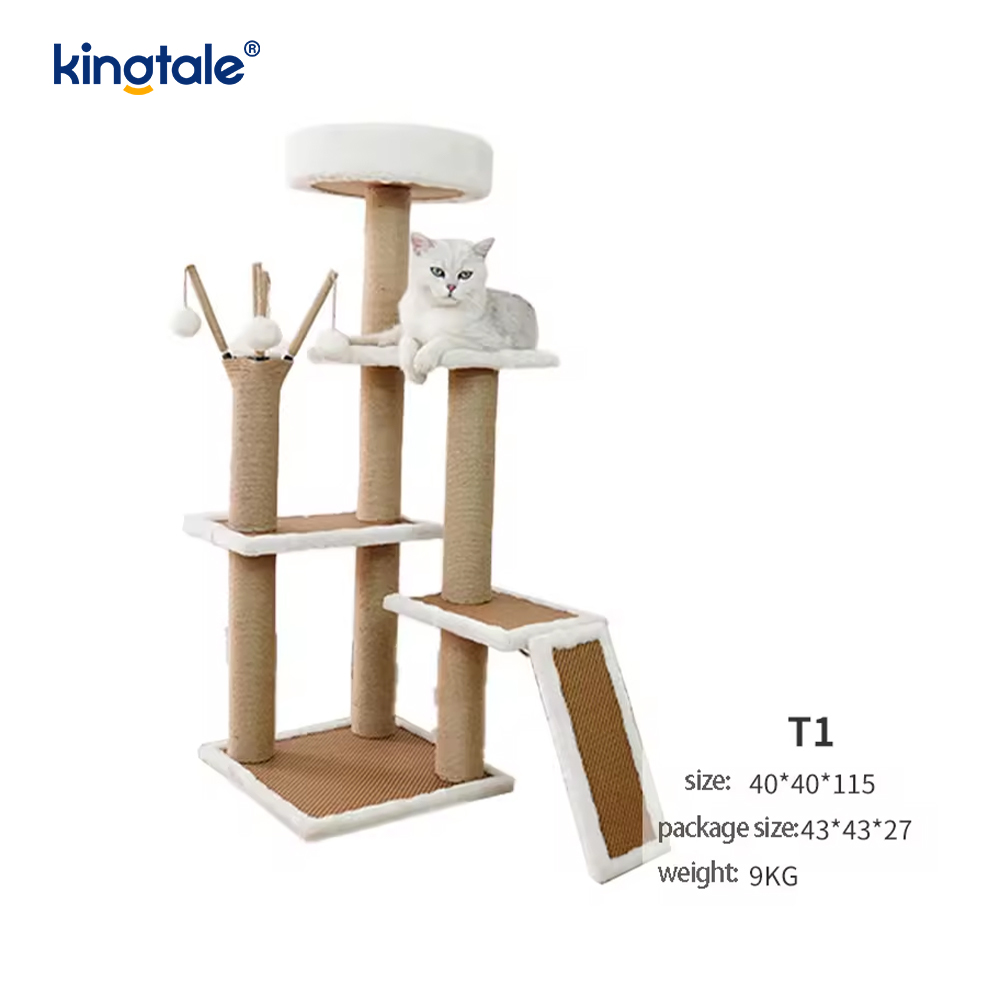 Árbol para gatos de sisal natural, torre alta para gatos, condominio de varios niveles de felpa