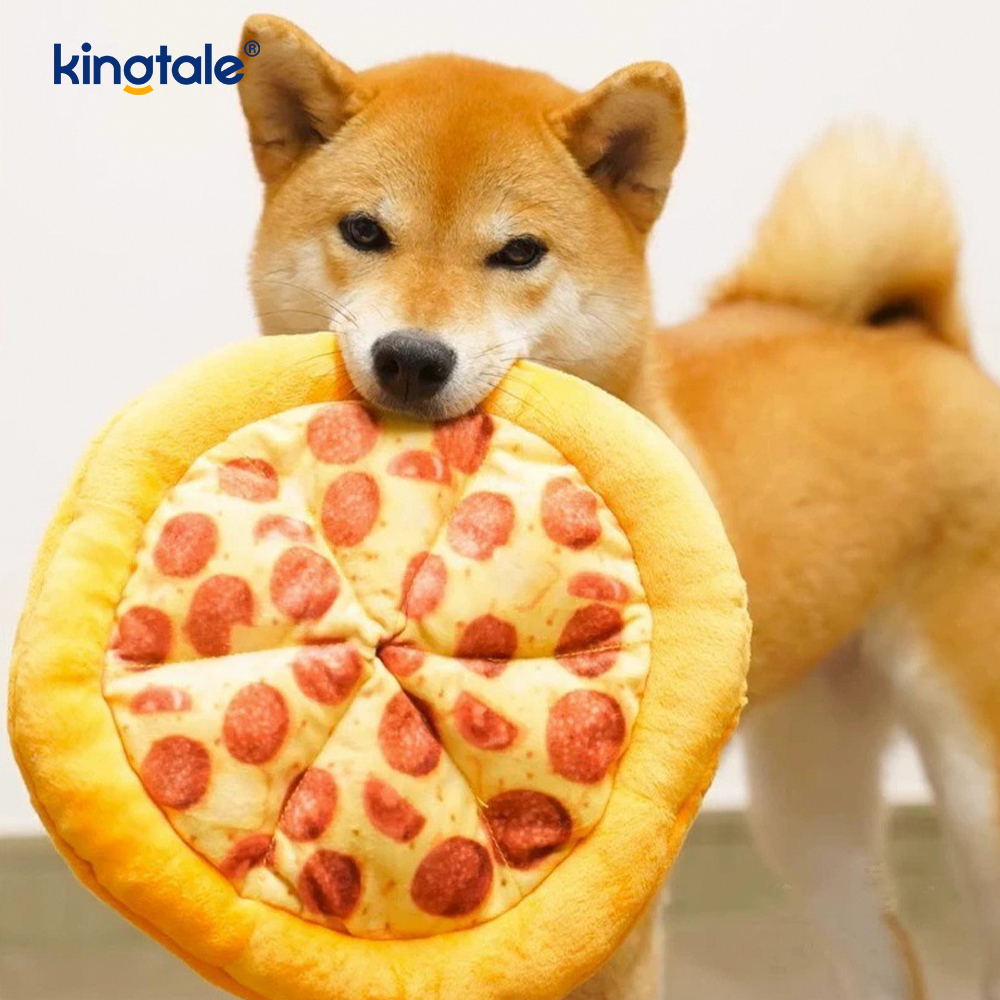 Divertidos juguetes masticables chirriantes para mascotas: pizza y donas