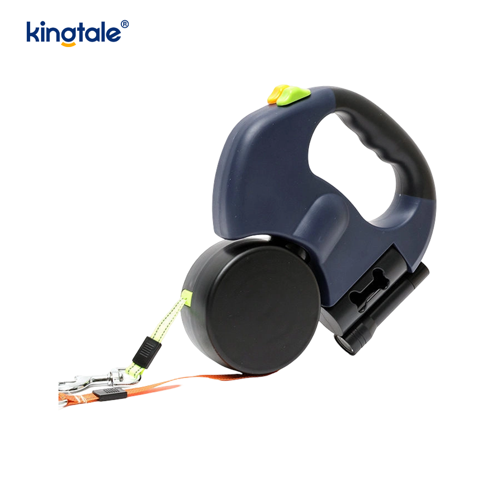 Correa para perro doble retráctil de 360 ​​grados con luz LED