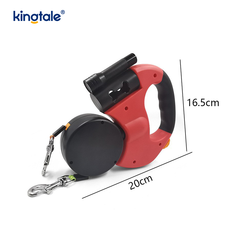 Correa para perro doble retráctil de 360 ​​grados con luz LED