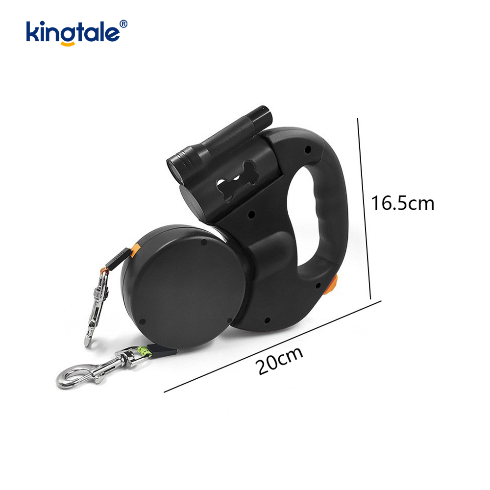 Correa para perro doble retráctil de 360 ​​grados con luz LED