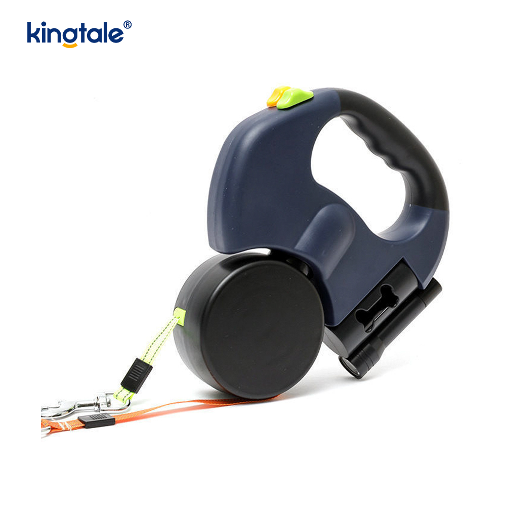 Correa para perro doble retráctil de 360 ​​grados con luz LED