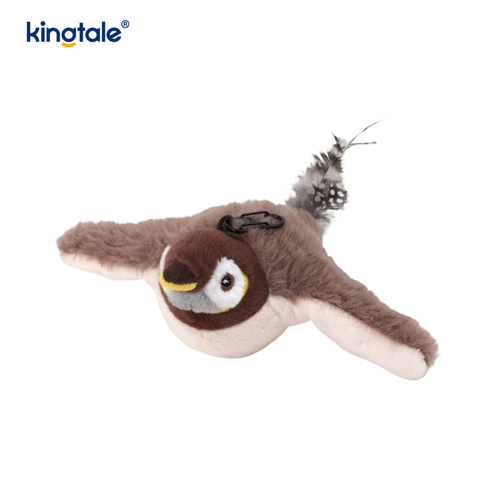 Peluche, pájaro realista/juguete eléctrico recargable para gatos que emite sonidos cuando se le da una palmadita