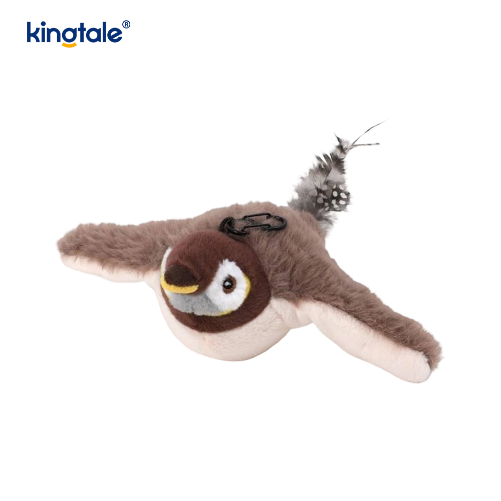 Peluche, pájaro realista/juguete eléctrico recargable para gatos que emite sonidos cuando se le da una palmadita