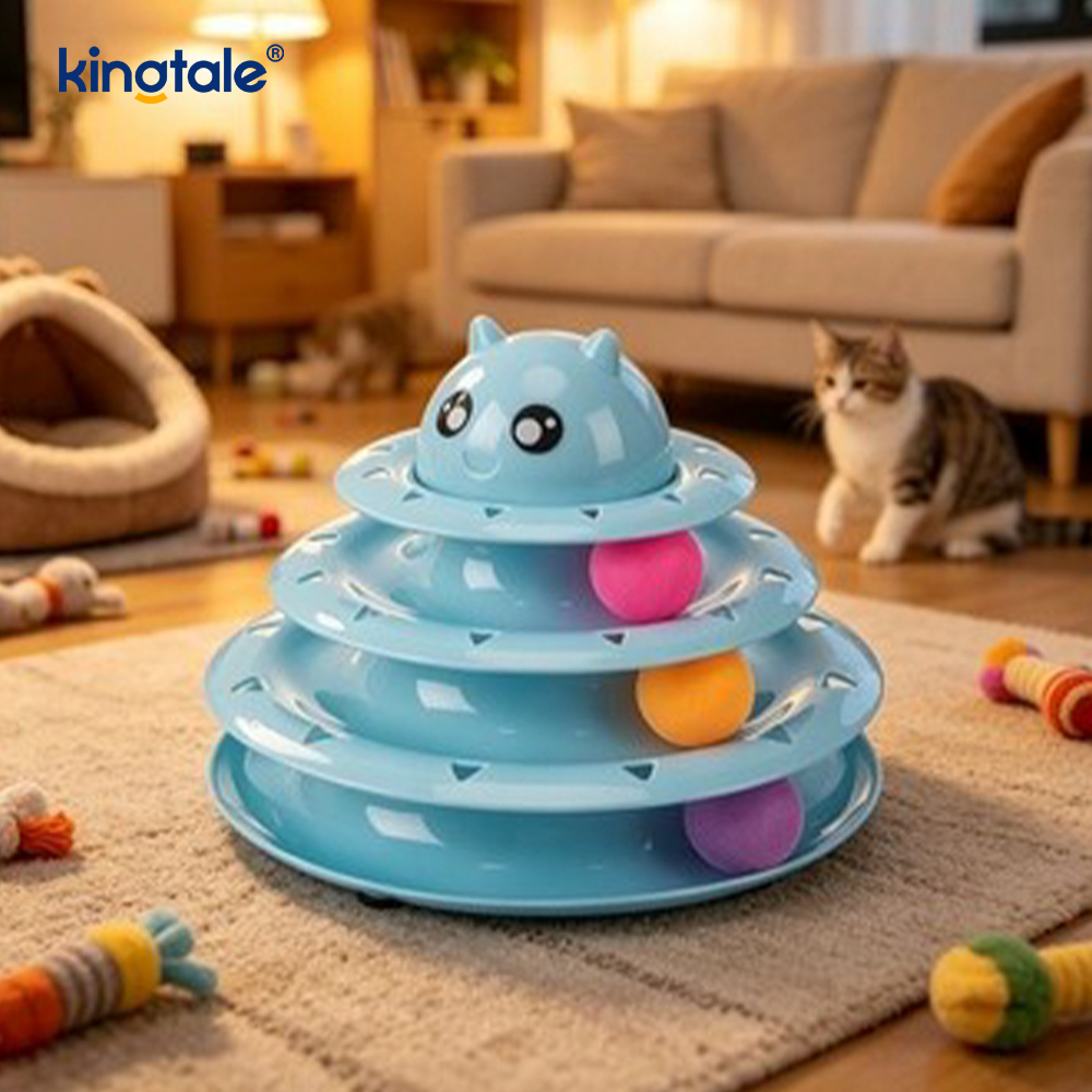Plataforma giratoria interactiva de 3 niveles para gatos, juguetes para mascotas, divertidos juguetes de rompecabezas para ejercicio físico Mental
