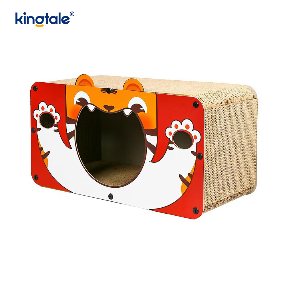 Tablero de papel corrugado Cat Scratcher juguete interior con hierba gatera
