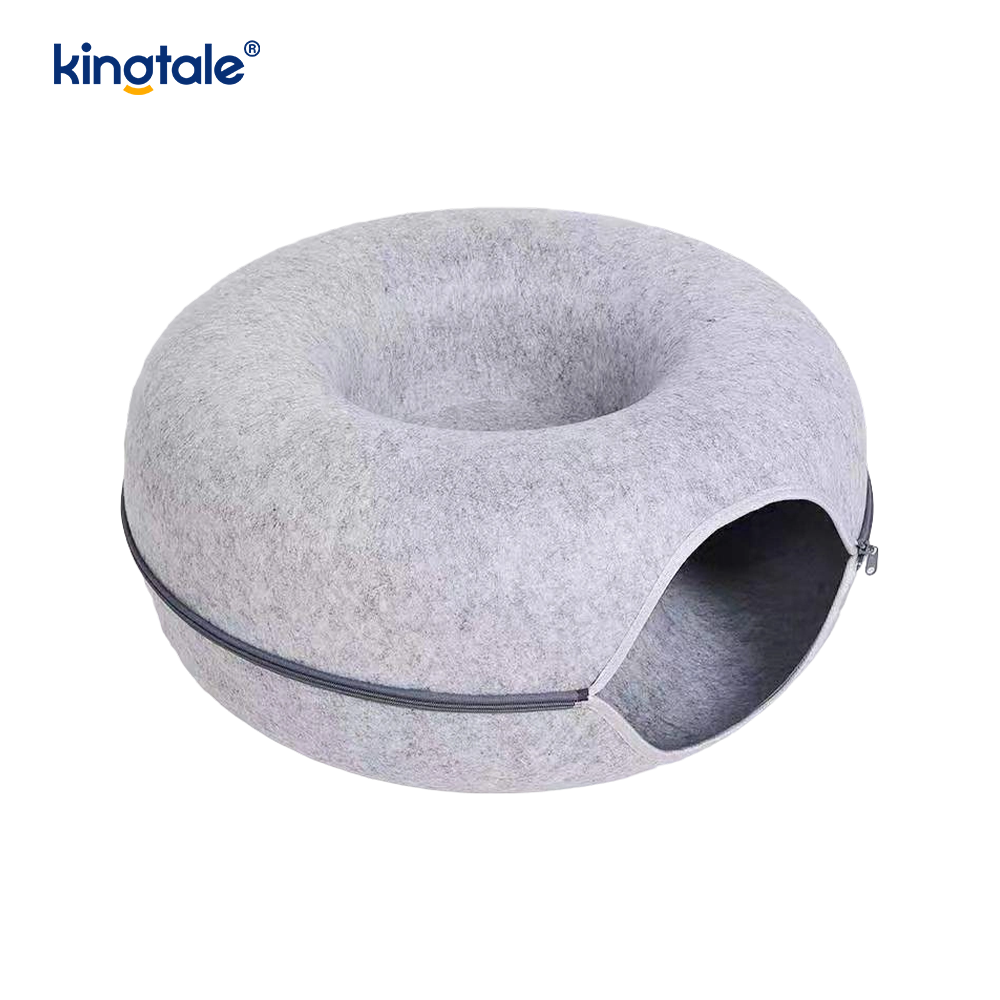 Cama cueva para gatos con túnel de juego para gatos, interior lavable y de fieltro redondo desmontable