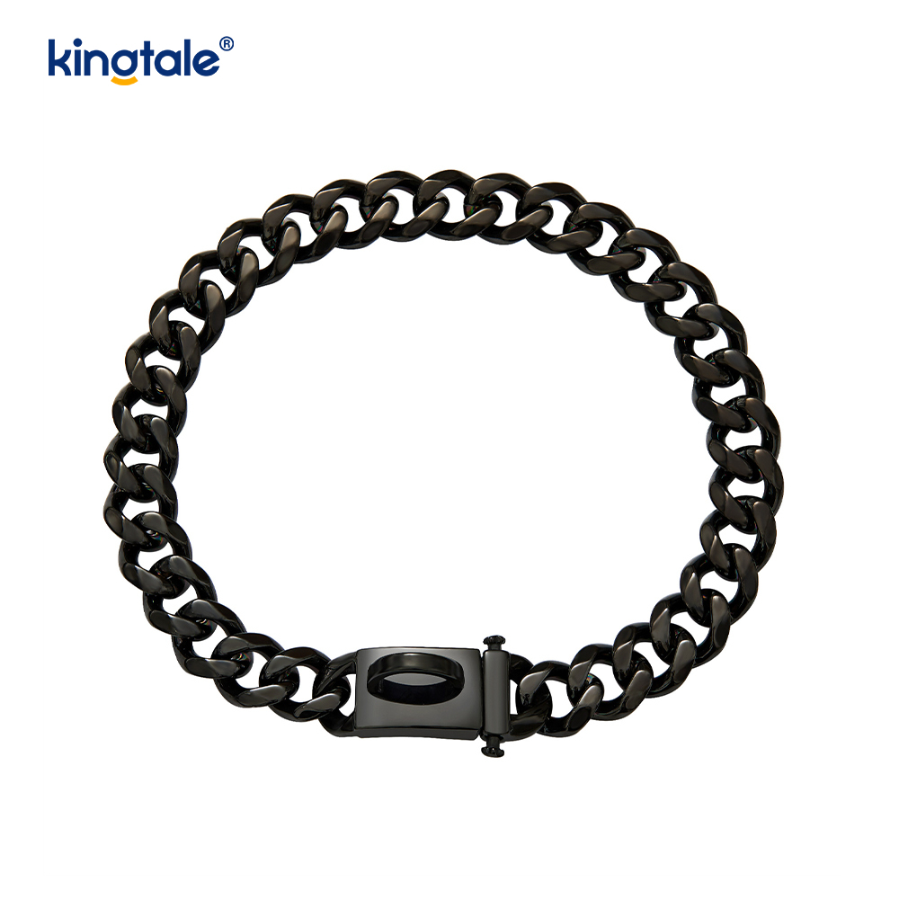 Collar de cadena de estrangulamiento para perros con Eslabón cubano para mascotas de acero inoxidable chapado a la moda