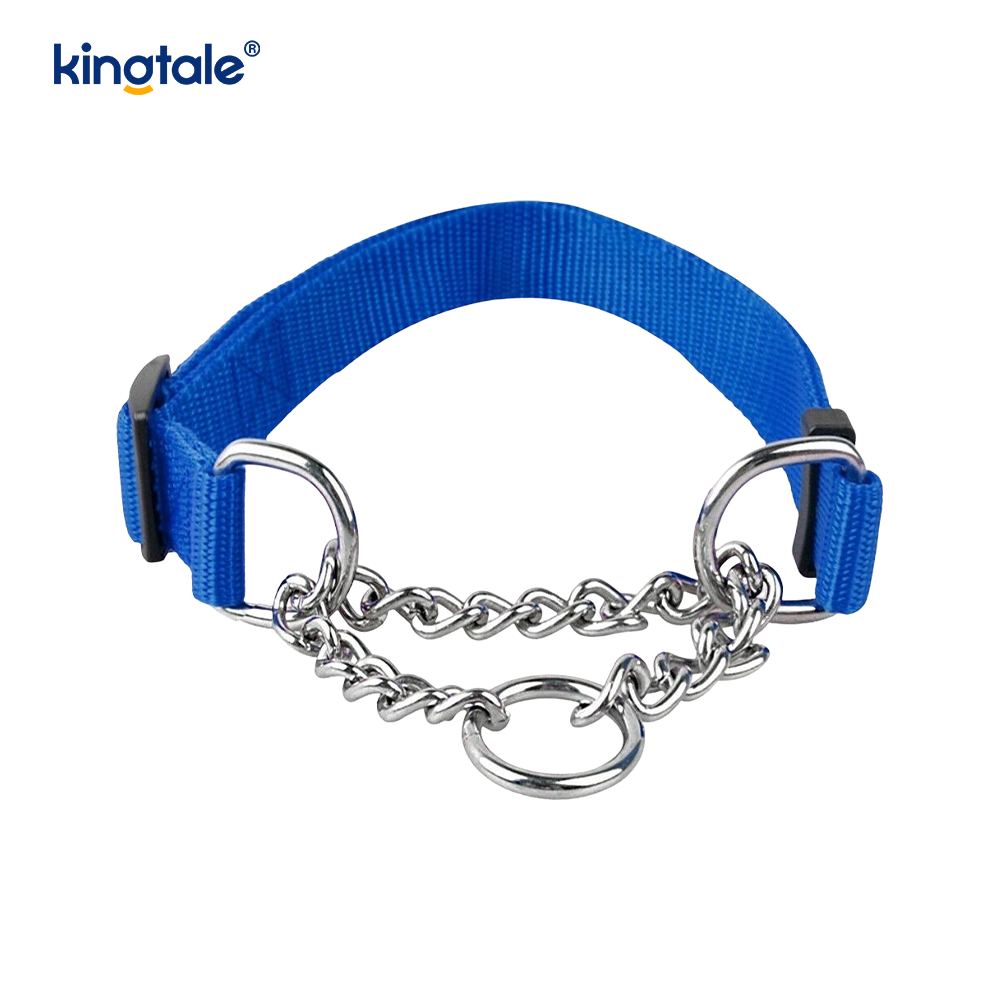 Cadena de martingala de nailon para perros, collares para perros, media cadena de estrangulamiento para mascotas