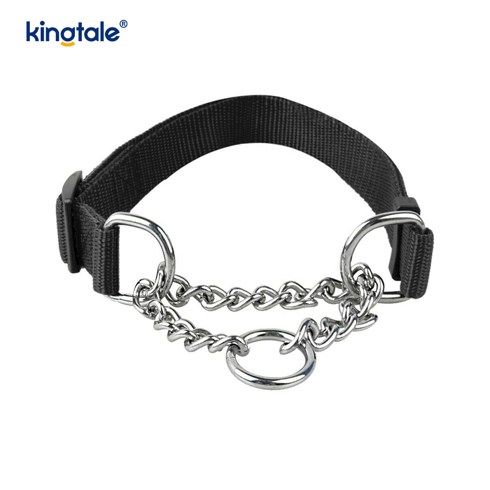 Cadena de martingala de nailon para perros, collares para perros, media cadena de estrangulamiento para mascotas