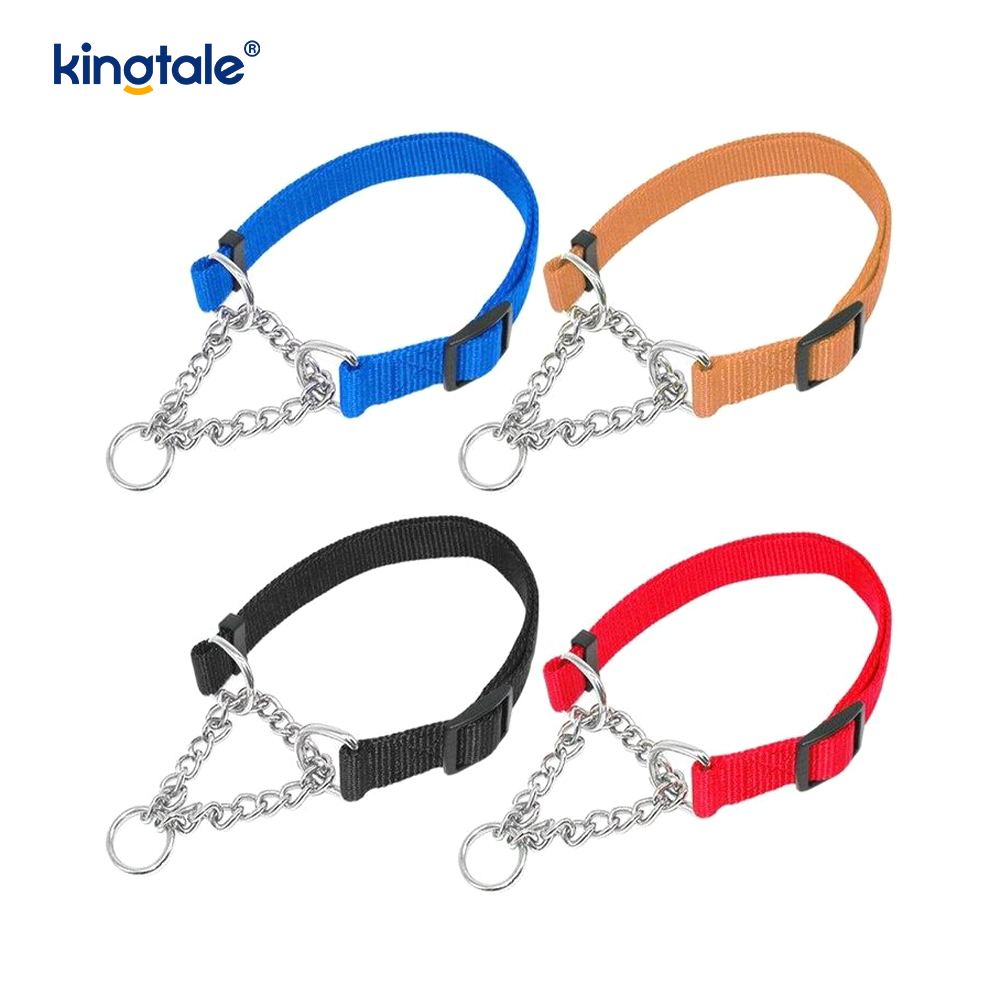 Cadena de martingala de nailon para perros, collares para perros, media cadena de estrangulamiento para mascotas