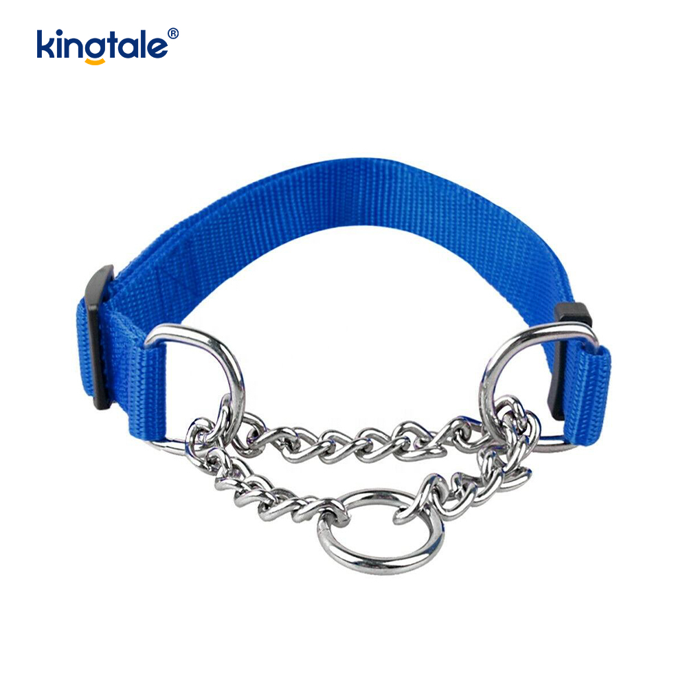 Cadena de martingala de nailon para perros, collares para perros, media cadena de estrangulamiento para mascotas