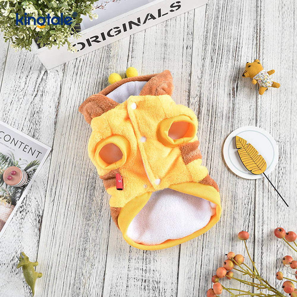 Disfraz de suéter para mascota con estampado de abeja en cálido polar color coral