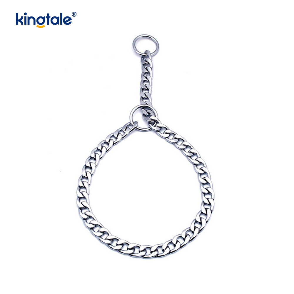 Collar de perro de cadena de estrangulamiento de perro de metal plano cromado para mascotas
